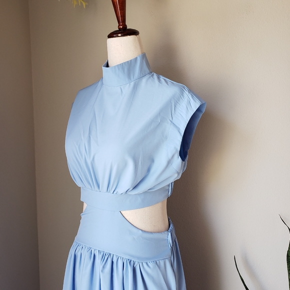 Mock Neck Cap Sleeve Cutout Midi Maxi Dress - Picture 7 of 9